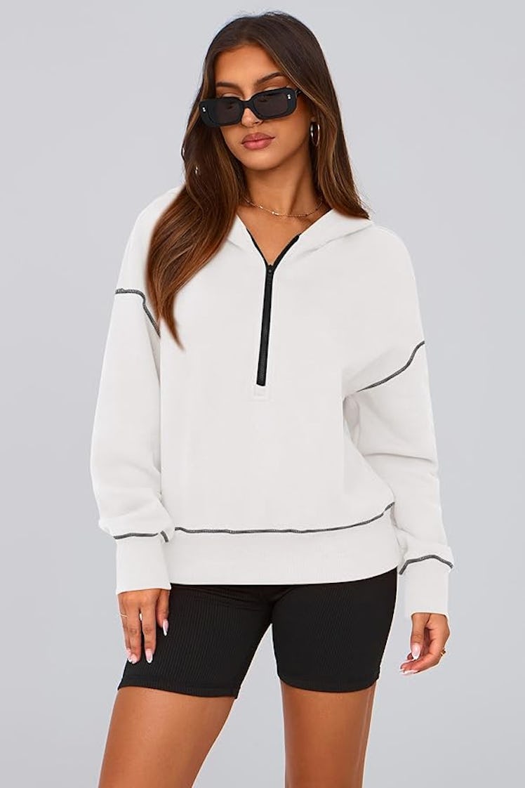 PRETTYGARDEN Half Zip Cropped Hoodie