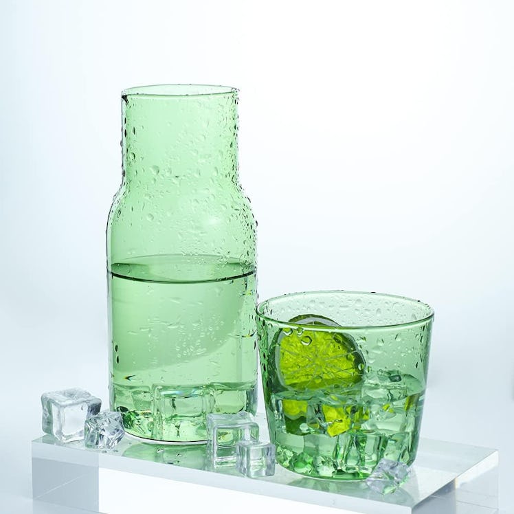 Sizikato Rose Glass Bedside Water Carafe and Glass