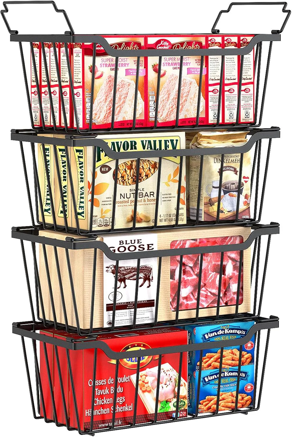 SUNALLY Freezer Organizer Bins (4-Pack)