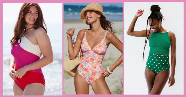 Three woman model bathing suits.