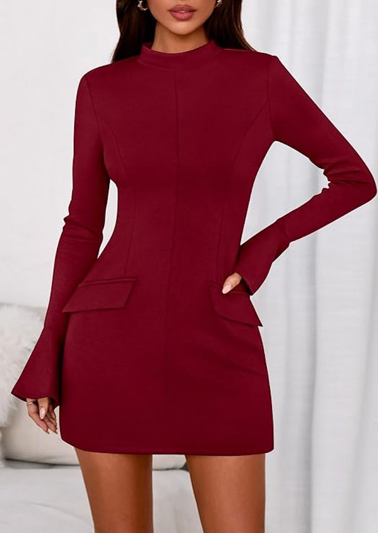 PRETTYGARDEN Mock-Neck Short Cocktail Dress