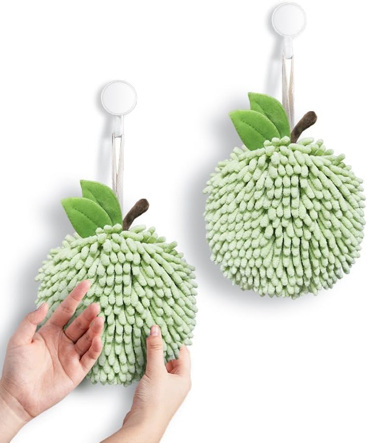 Sophie & Panda Fuzzy Ball Hand Towels (Set of 2)
