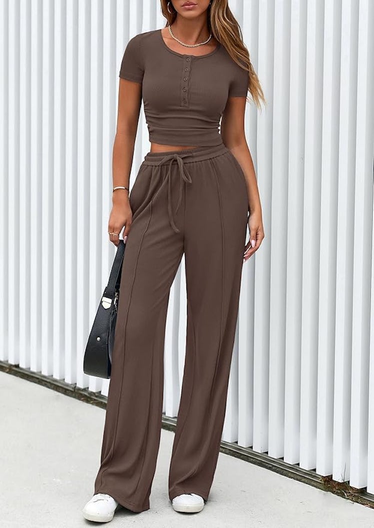 PRETTYGARDEN 2-Piece Ribbed Lounge Set