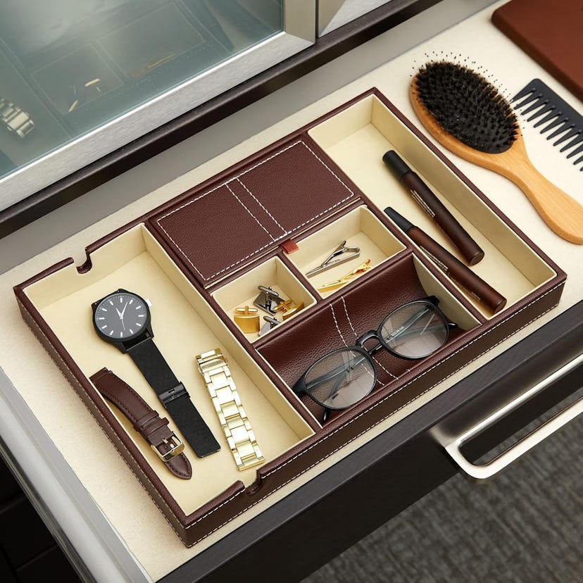 Juvale Leather Valet Catchall Tray