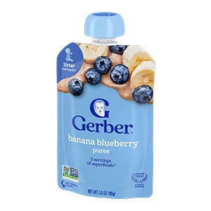 Gerber Banana Blueberry Puree Pouch