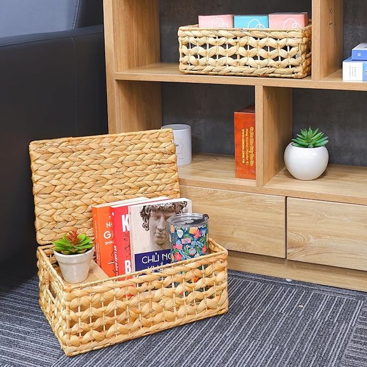 Bezoval Lidded Wicker Storage Baskets (2 Pieces)
