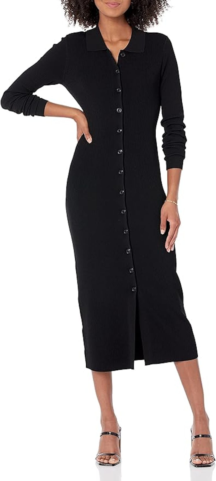 The Drop Jaxon Rib Button-Down Sweater Dress