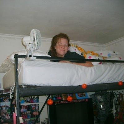 A college student in her dorm room... oh about 20 years ago.