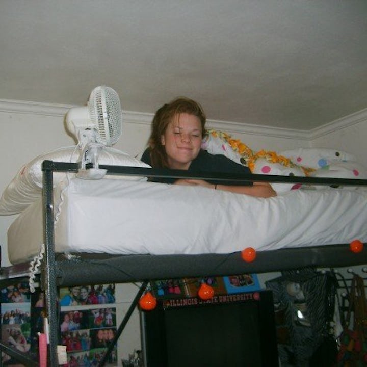 A college student in her dorm room... oh about 20 years ago.