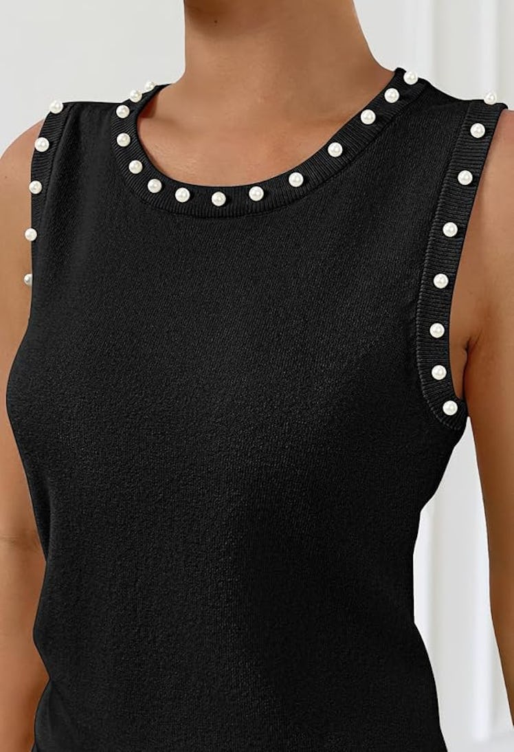 MEROKEETY Pearl Sweater Vest 