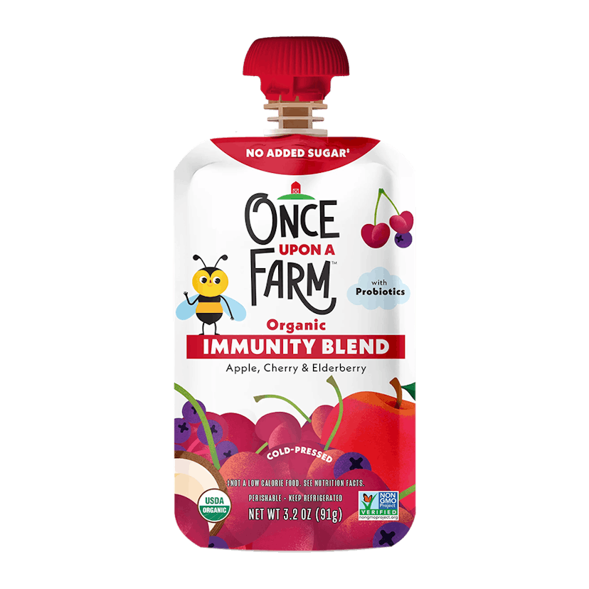 Once Upon A Farm Apple, Cherry & Elderberry Immunity Blend Baby Food Pouches Pack of 16