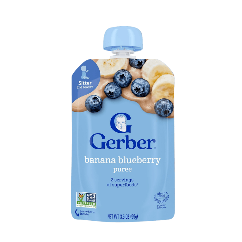 Gerber Banana Blueberry Puree Pouch