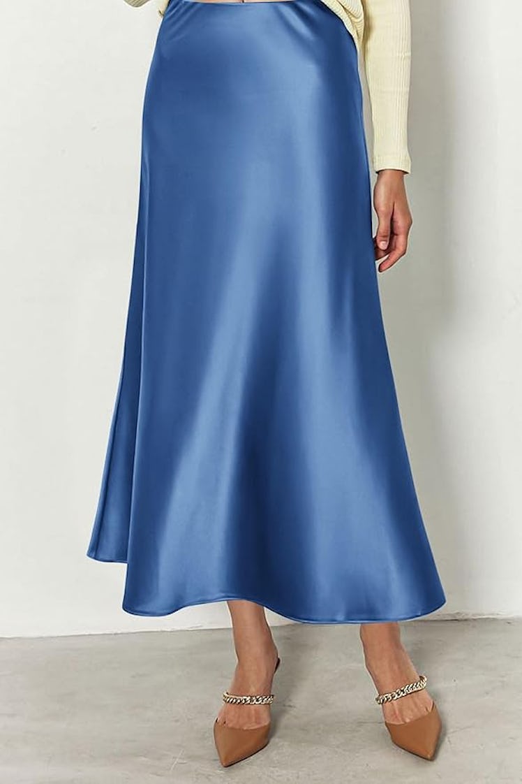 PRETTYGARDEN Satin Maxi Skirt 