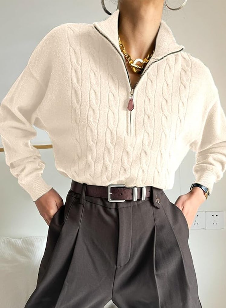 Dokotoo Quarter-Zip Cable Knit Pullover 