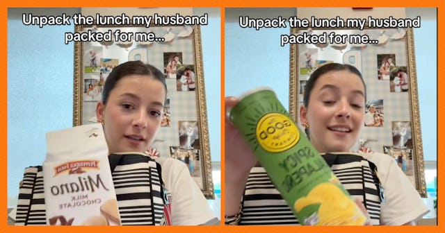 A woman shares the insane lunch her husband packed for her for work.