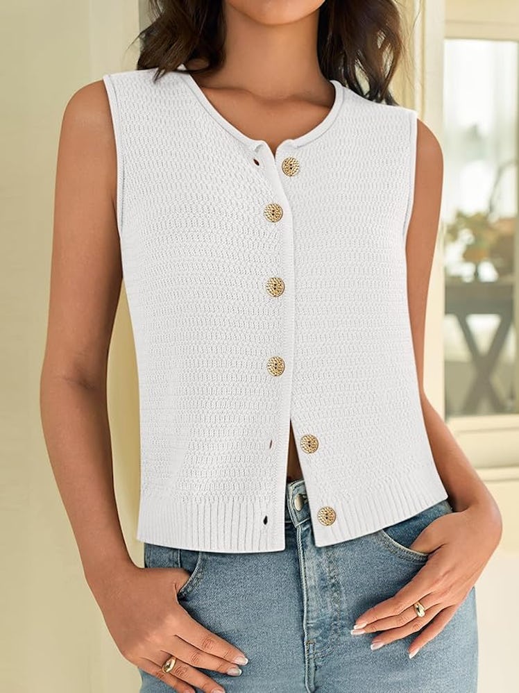 Yousify Knit Button-Down Tank