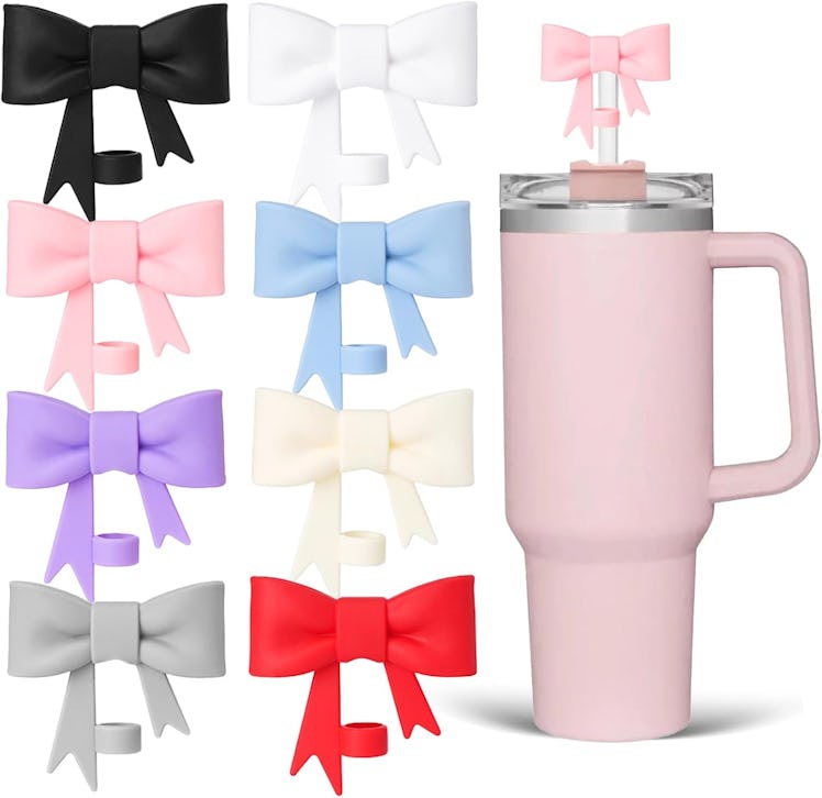 DEWJDFSC Silicone Bow Straw Covers (8 Pieces)