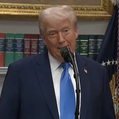 President Donald Trump speaks in the oval office about the supposed link between autism and tylenol.