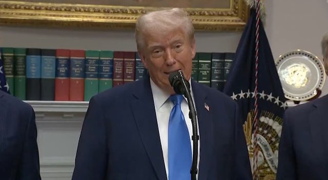 President Donald Trump speaks in the oval office about the supposed link between autism and tylenol.