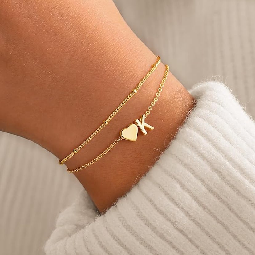 M MOOHAM Initial Heart Bracelet