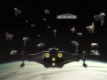 A fleet of ships in 'Star Wars: Rebels.'
