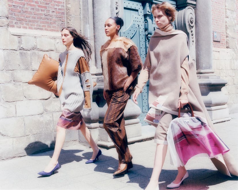 Models walking down the street