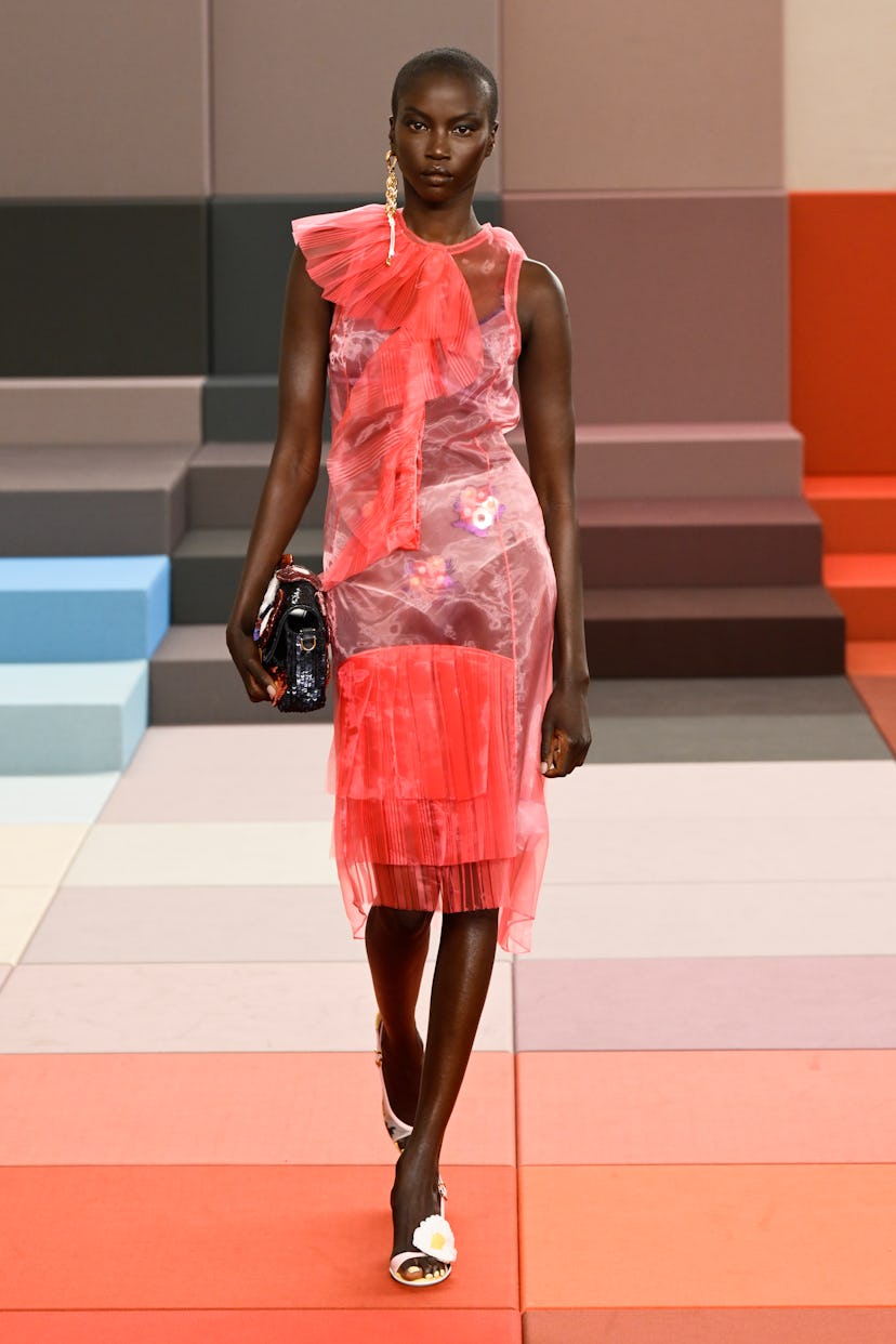 Model Anok Yai on the runway on the runway at the Fendi fashion show as part of Spring/Summer 2026 M...