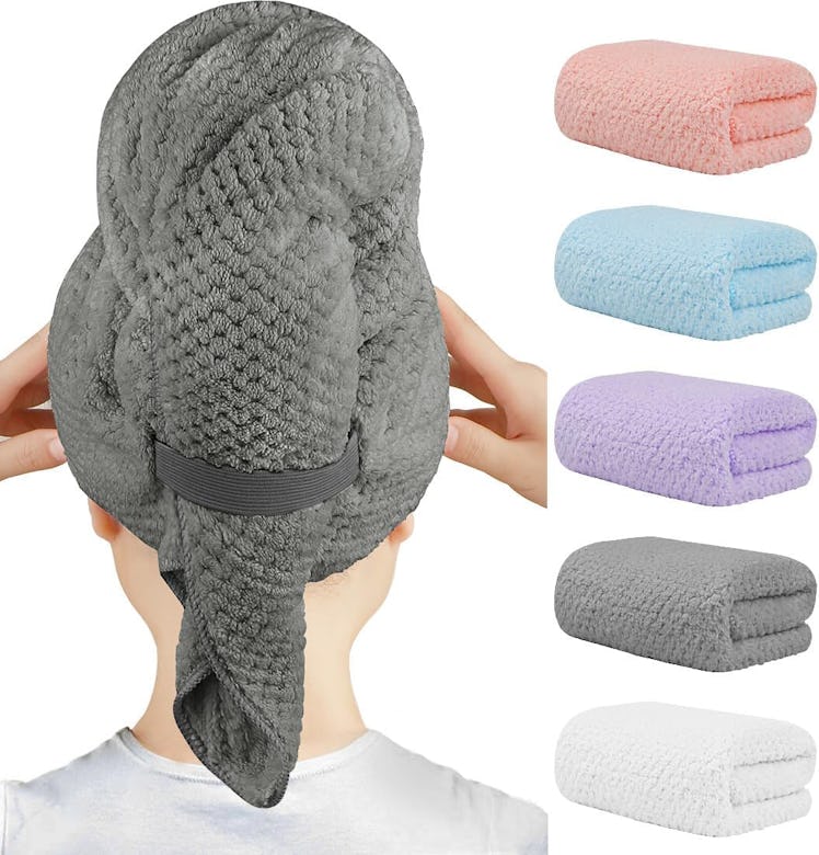 HOMEXCEL Microfiber Hair Towels (5-Pack)