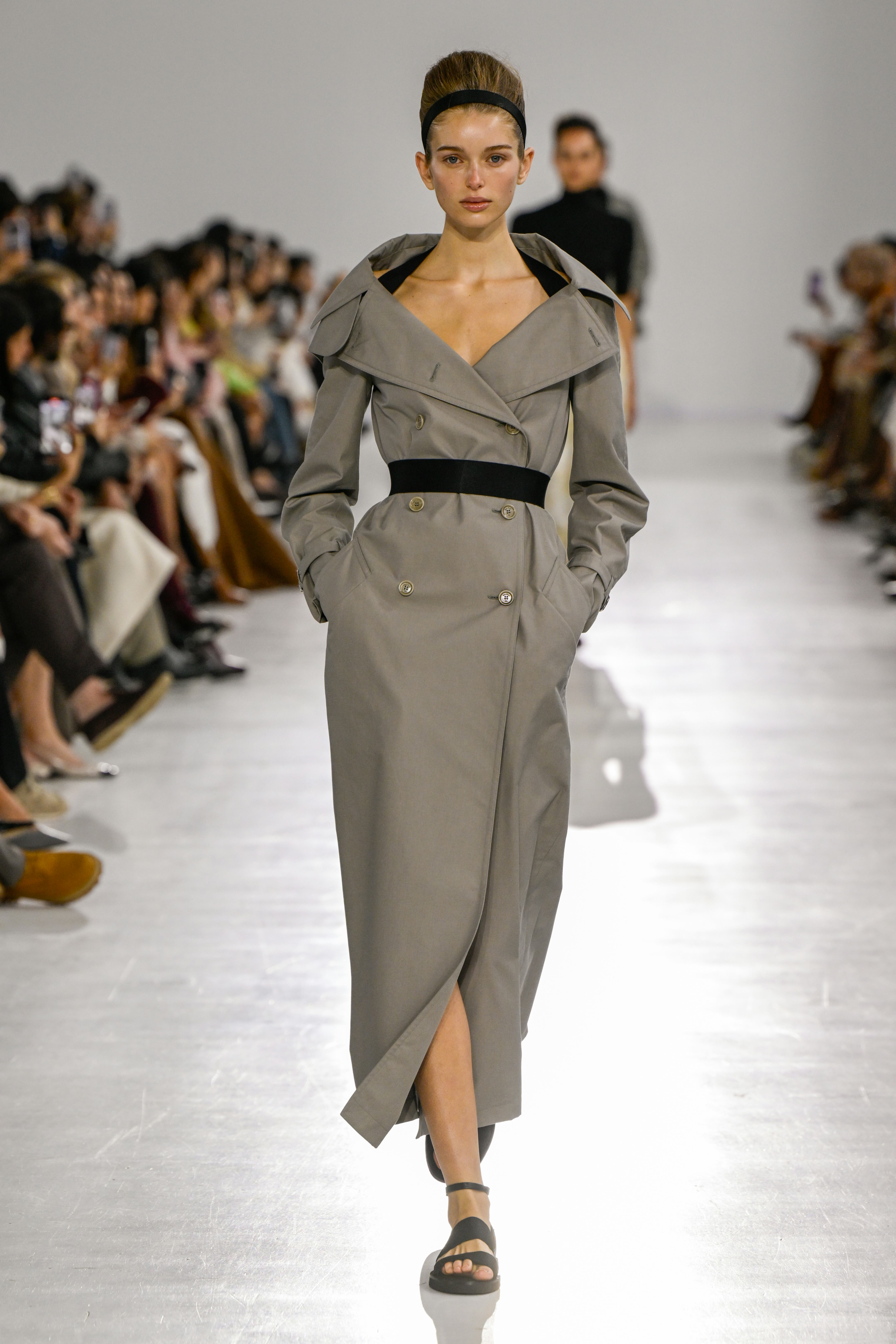 Model on the runway on the runway at the Max Mara fashion show as part of Spring/Summer 2026 Milan F...