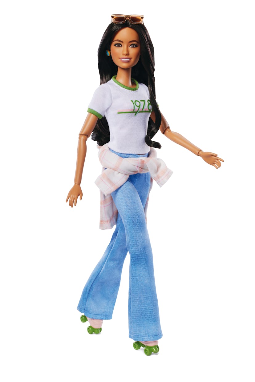 Barbie Joanna Gaines Doll, Posable, Brunette, in Jeans & Top with Roller Skates & Accessories