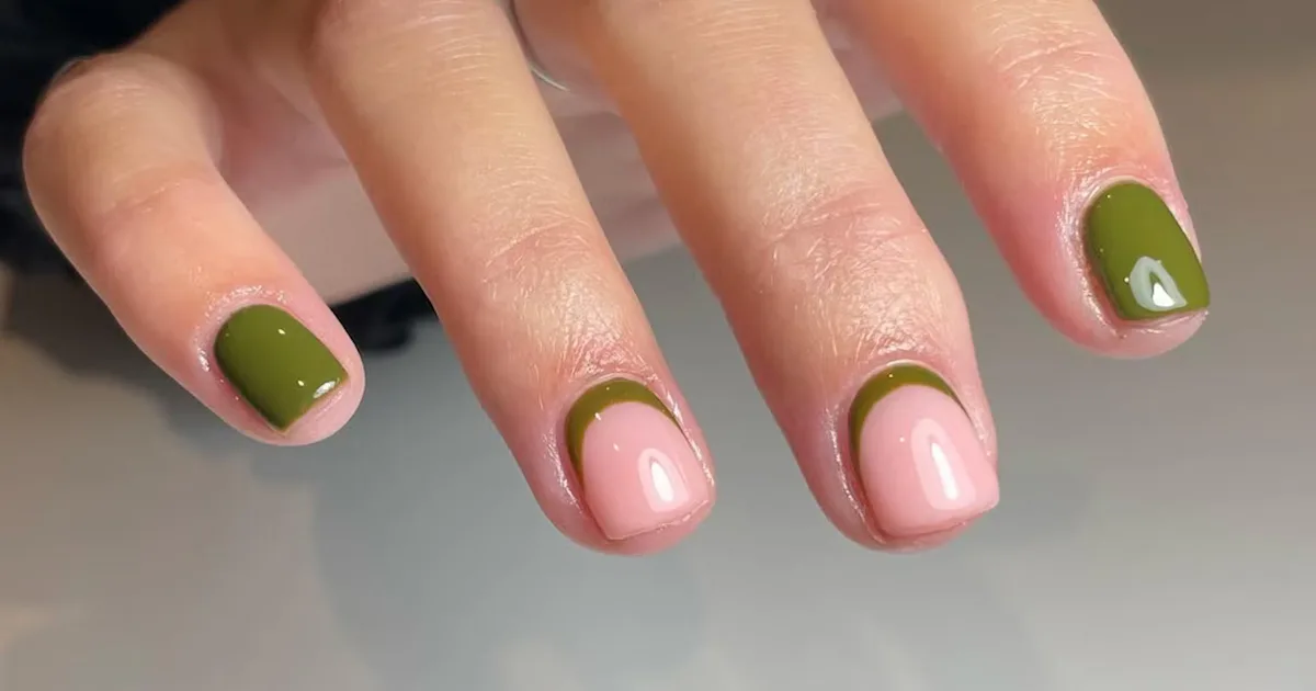 Snakeskin Tips, Micro Frenchies, & 33 More Trendy Green Nail Ideas For Fall