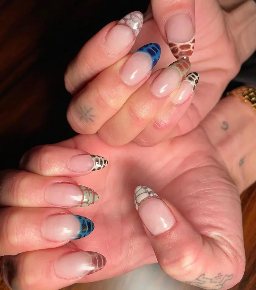 These Celeb Manis Make The Case For Going Full Animal Print 5 Dua Lipa snakeskin French manicure