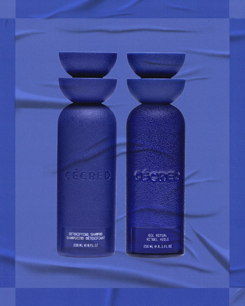 a collage of cécred beyonce's hair products