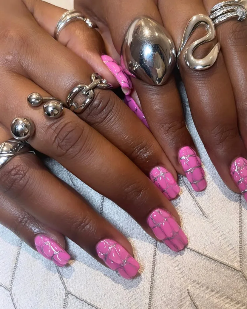 These Celeb Manis Make The Case For Going Full Animal Print 10 Lizzo pink crocodile nails
