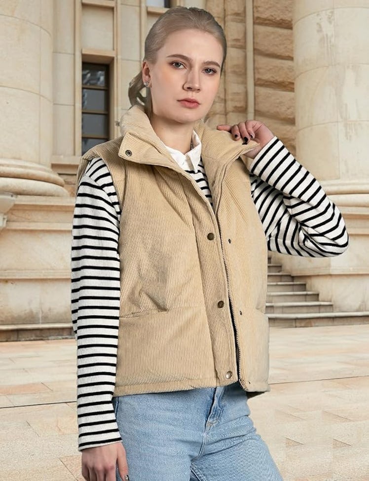 Aisongyuan Corduroy Puffer Vest 