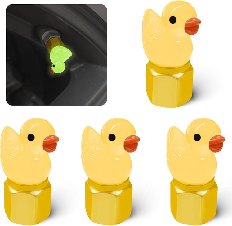 xbrtaia Glowing Duck Tire Valve Caps (4-Pack)