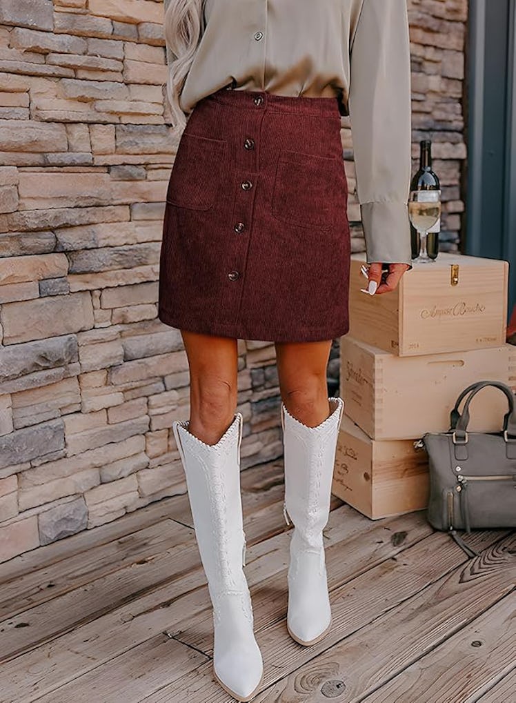 Happy Sailed High-Waisted Corduroy Skirts