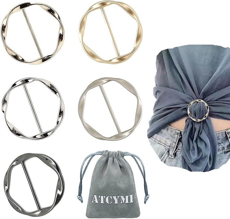 ATCYMI Silk Scarf Ring Clips (5-Pack)
