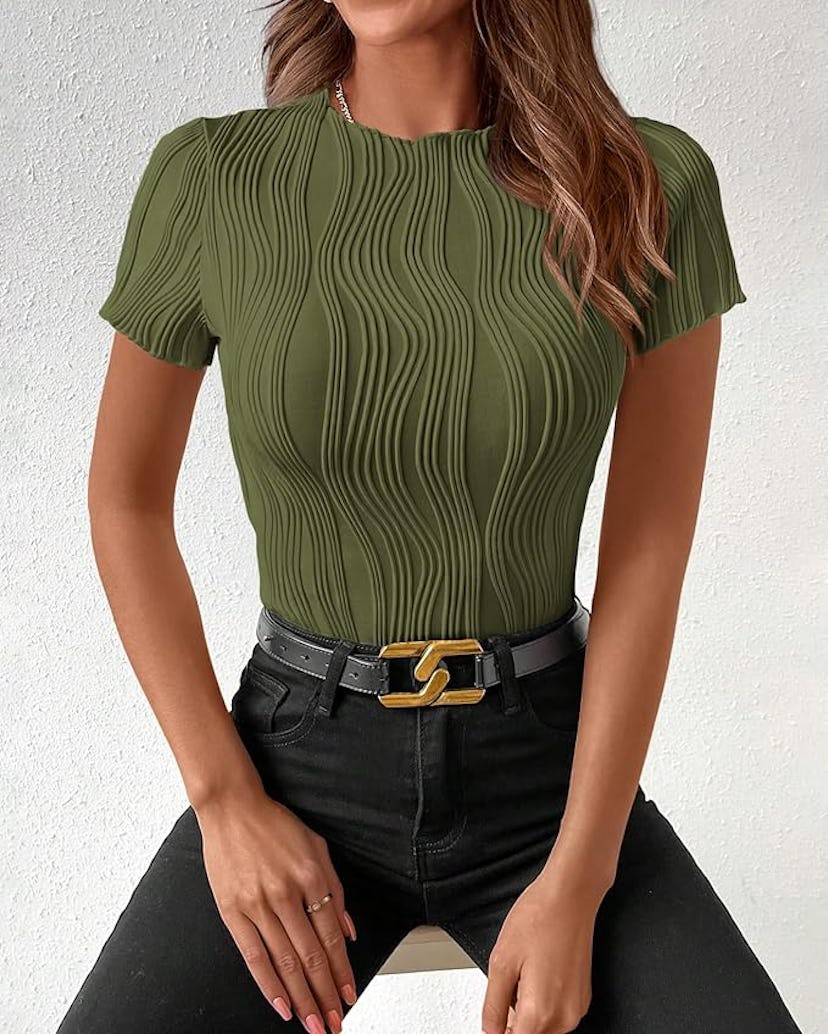 PRETTYGARDEN Textured T-Shirt