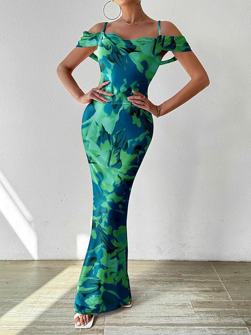 MASCOMODA Spaghetti-Strap Floral Maxi Dress