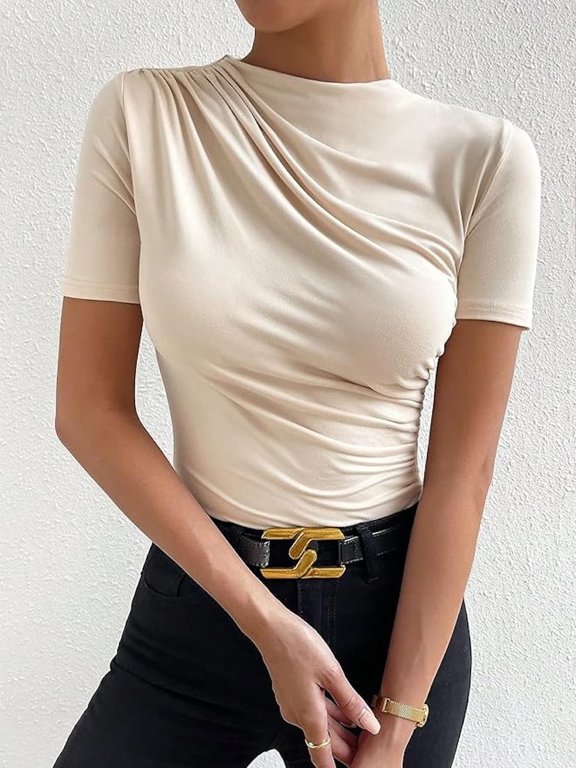 Milumia Ruched Mock-Neck Bodysuit