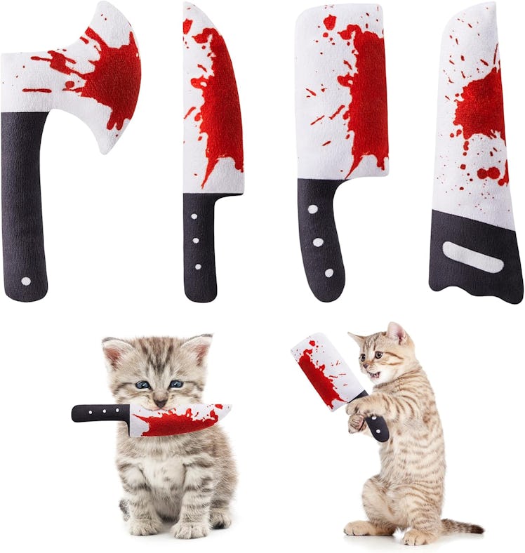 Potaroma Horror Knife-Shaped Crinkly Sound Cat Toys (4 Pieces)