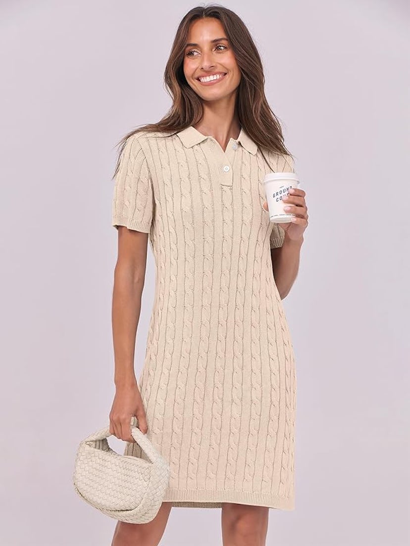 ANRABESS Short-Sleeve Sweater Dress