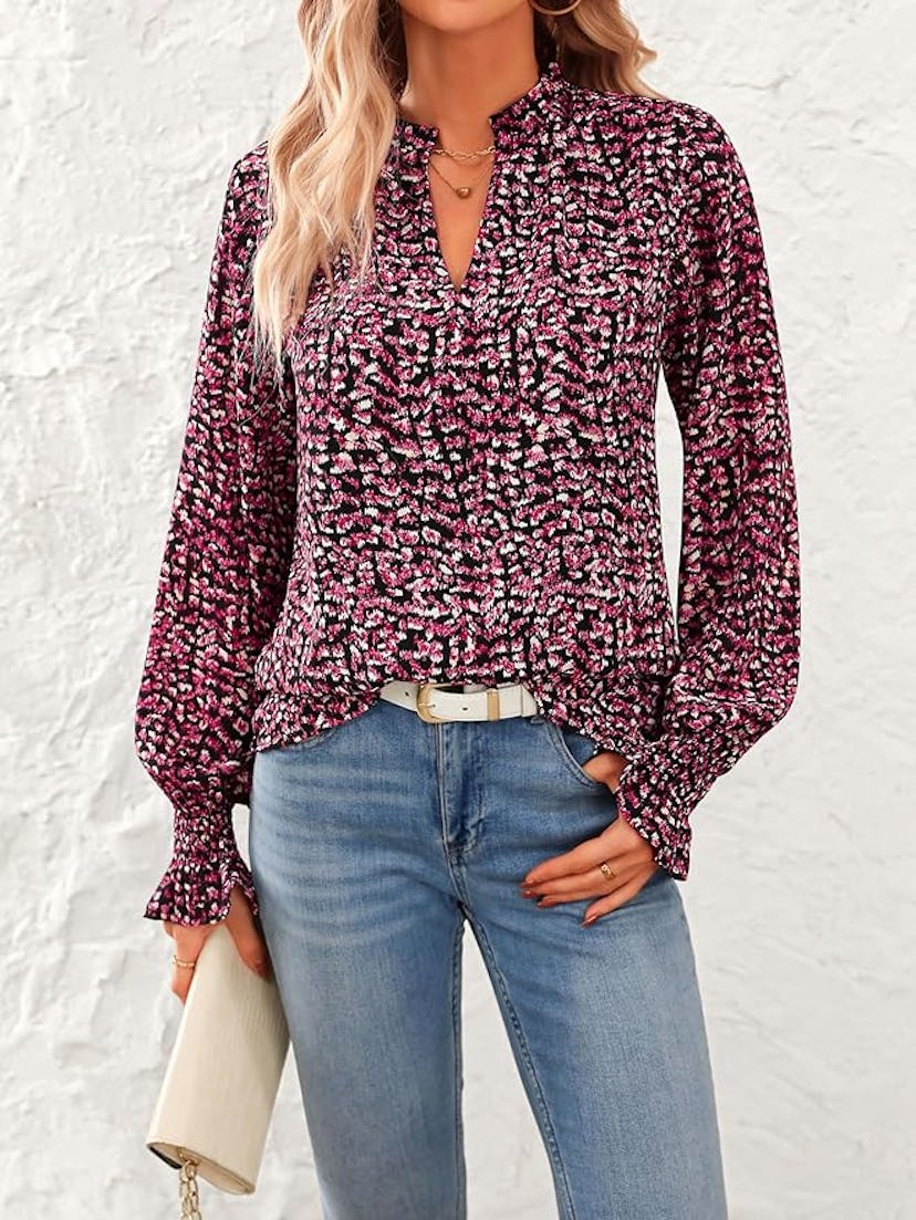 MASCOMODA Puff-Sleeve Chiffon Blouse