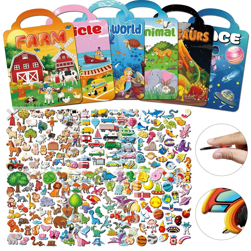 3D Reusable Stickers Books for Toddlers