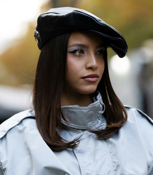 Emilia Mernes with a frosty smoky eye at Paris Fashion Week Spring Summer 2026