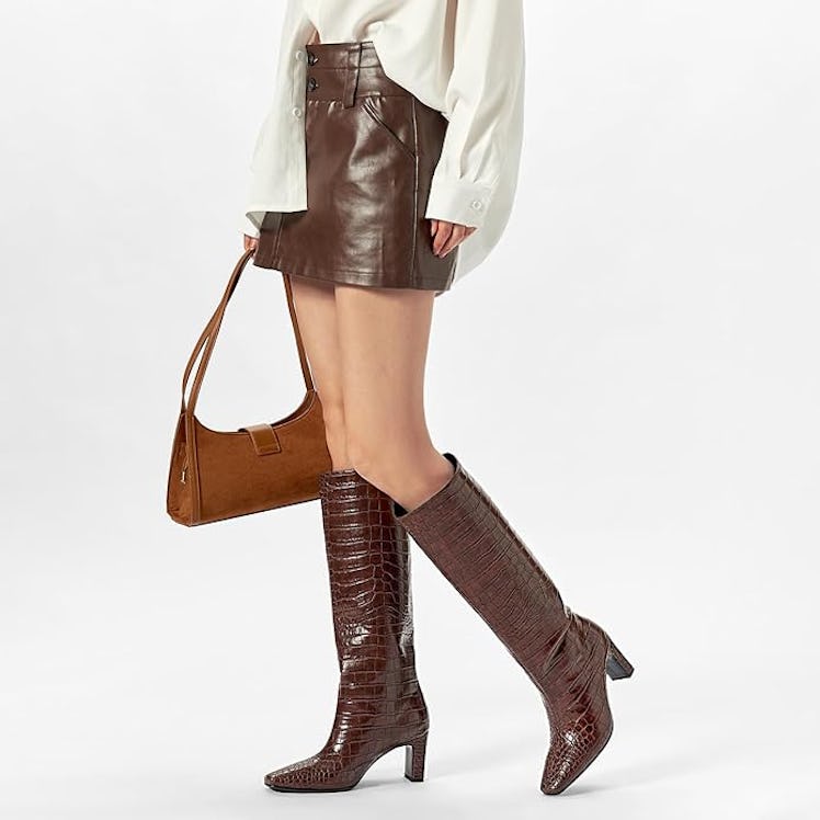 wetkiss Square-Toe Knee High Boots