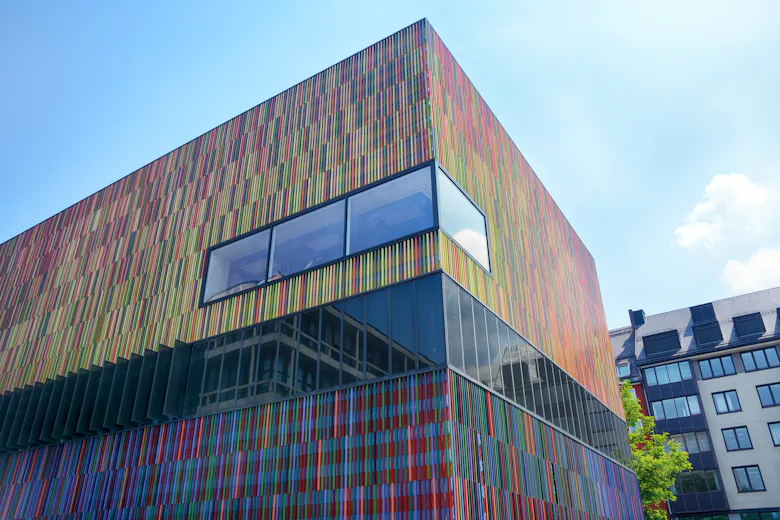 Colorful modern Museum Brandhorst building in Munich, Germany