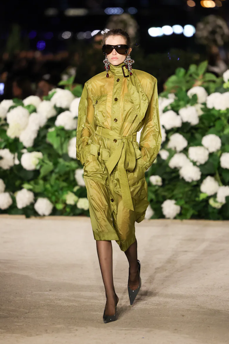 Bella Hadid walks the runway during the Saint Laurent Womenswear Spring/Summer 2026 show as part of ...