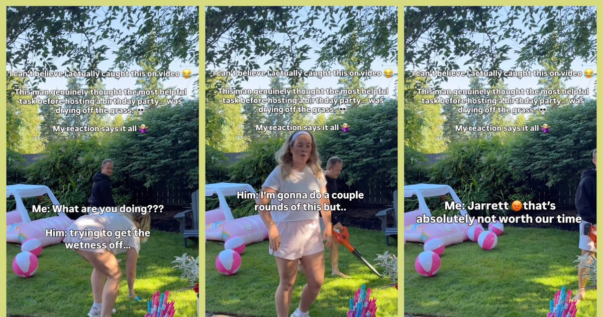 Mom Catches Dad *Drying* The Grass Before A Party, & The Internet Can't Deal